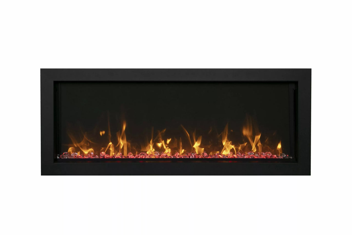 Amantii Panorama Xtraslim fireplace flame and media detail