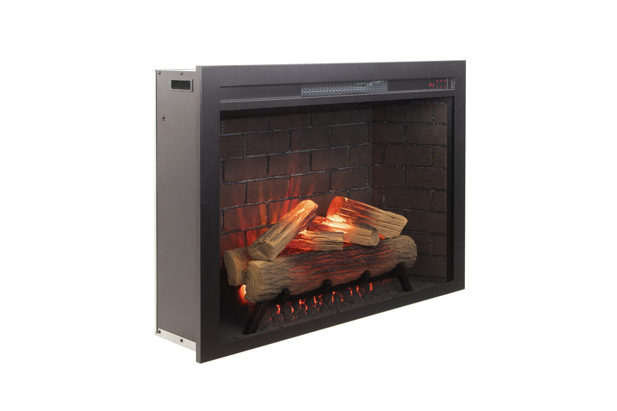 Amantii Fire & Ice Classic Edition electric fireplace close-up of flame and log detail