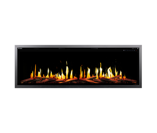 Modern Flames Orion V2 Slim 60-inch linear electric fireplace with yellow LCD flames