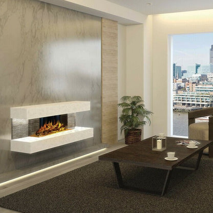 A private home with Compton 2: White Stone Electric Fireplace Suite by European Home | Very Good Fireplaces
