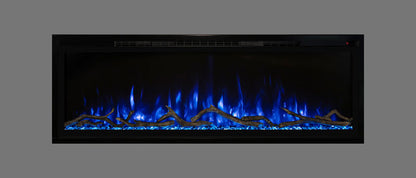 Modern Flames Slimline 74" Built-In Linear Electric Fireplace in Cyan - Very Good Fireplaces