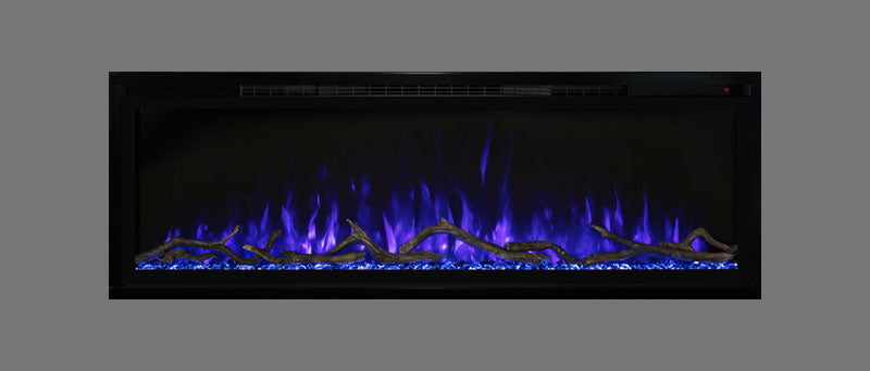 Modern Flames Slimline 100" Built-In Linear Electric Fireplace with Purple Flames - Very Good Fireplaces