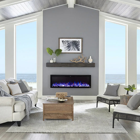 Touchstone Sideline recessed electric fireplace in 60 inch size