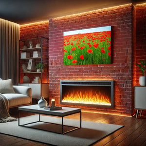 Electric fireplace providing supplemental heat in a living room