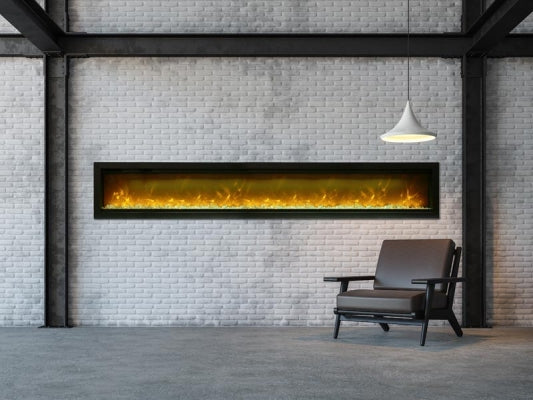 Amantii Symmetry 100 built into a contemporary living room wall