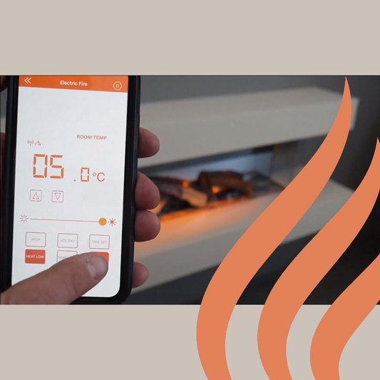 Smart electric fireplace with app and voice-control features