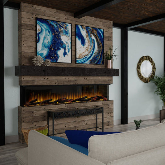 Large electric fireplace in a spacious living room