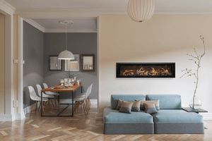 Remii Deep Series built-in electric fireplace with rustic log set