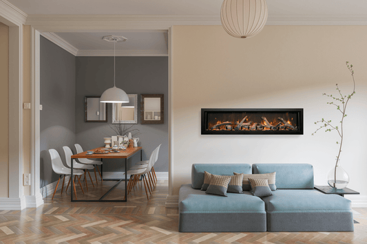 Remii Deep Series built-in electric fireplace with rustic log set