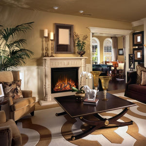 Modern Flames Redstone built-in electric fireplace insert installed in a living room wall