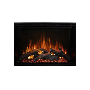 Modern Flames Redstone built-in electric fireplace insert, close view for electrical rough-in reference
