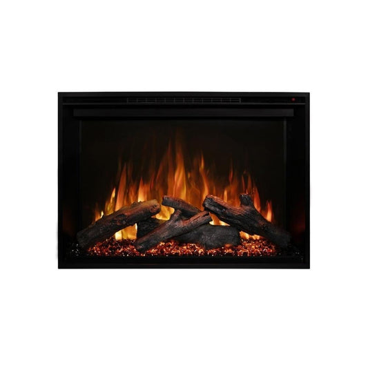 Modern Flames Redstone built-in electric fireplace insert, close view for electrical rough-in reference