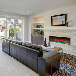 Modern Flames linear electric fireplace installed in a living room