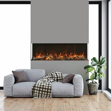 Amantii Tru View Deep Extra Tall three-sided fireplace installed in a room