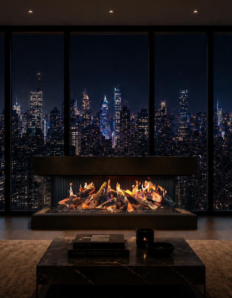 75-inch Amantii Signature MultiView Holo three-sided holographic electric fireplace