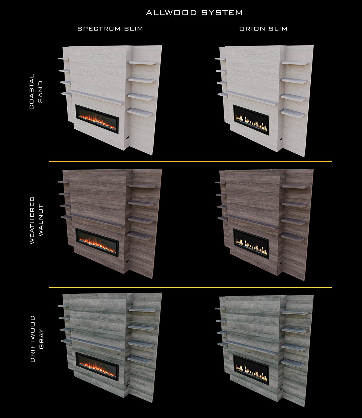 Modern Flames Allwood Wall System Spectrum Streamline