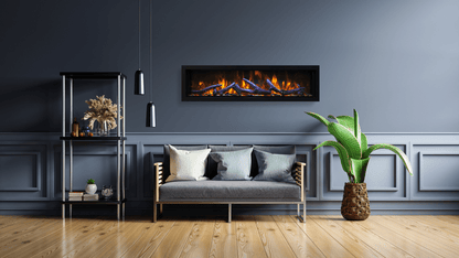 Amantii Panorama Deep Extra Tall electric fireplace with rustic log set