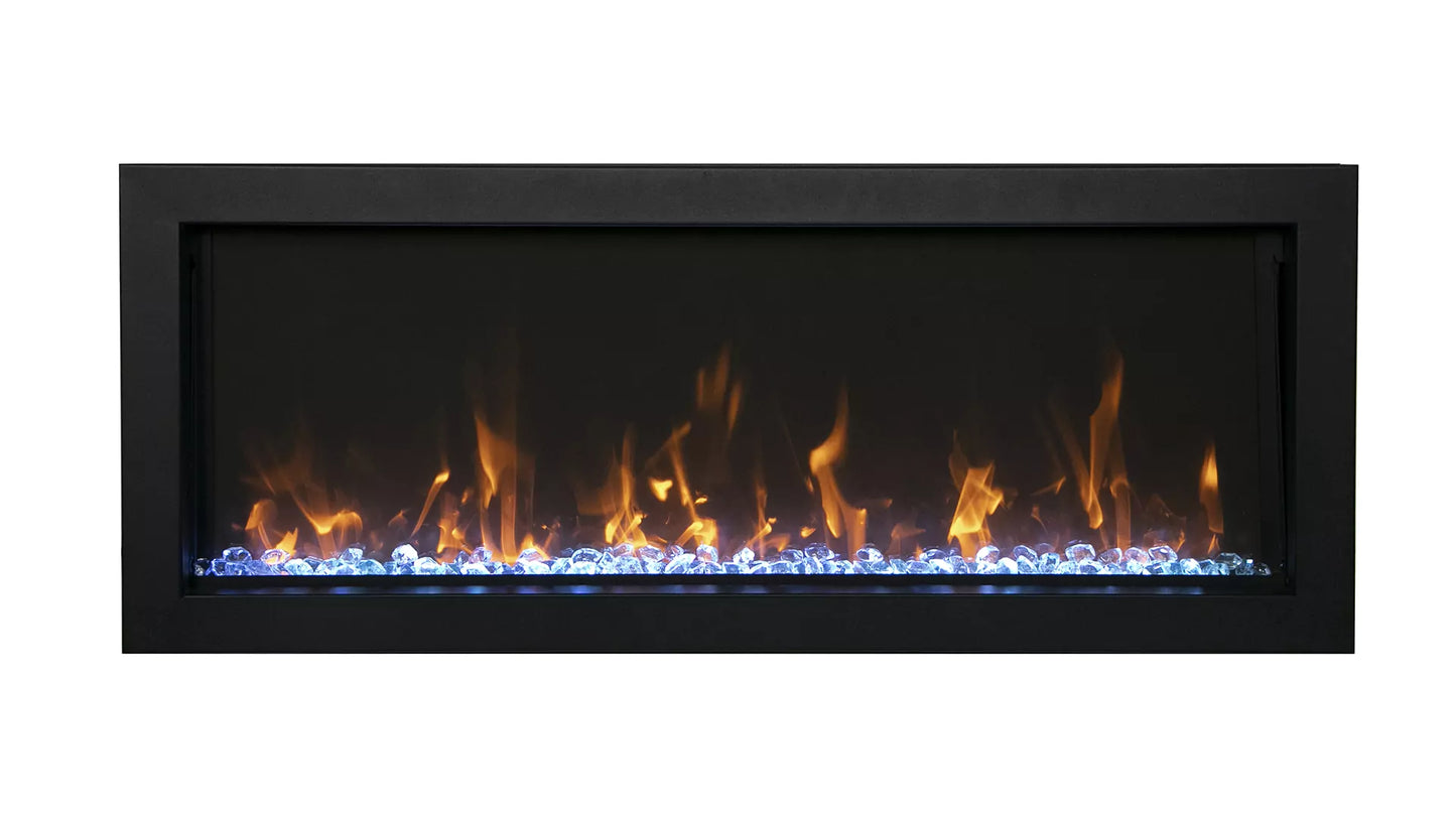 Amantii Panorama Xtraslim fireplace with glass media and yellow flames
