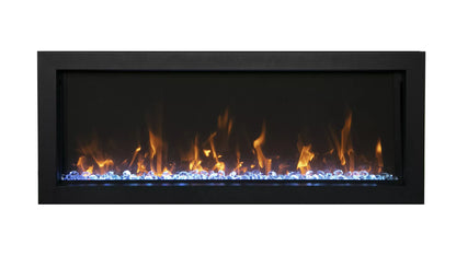 Amantii Panorama Xtraslim fireplace with glass media and yellow flames