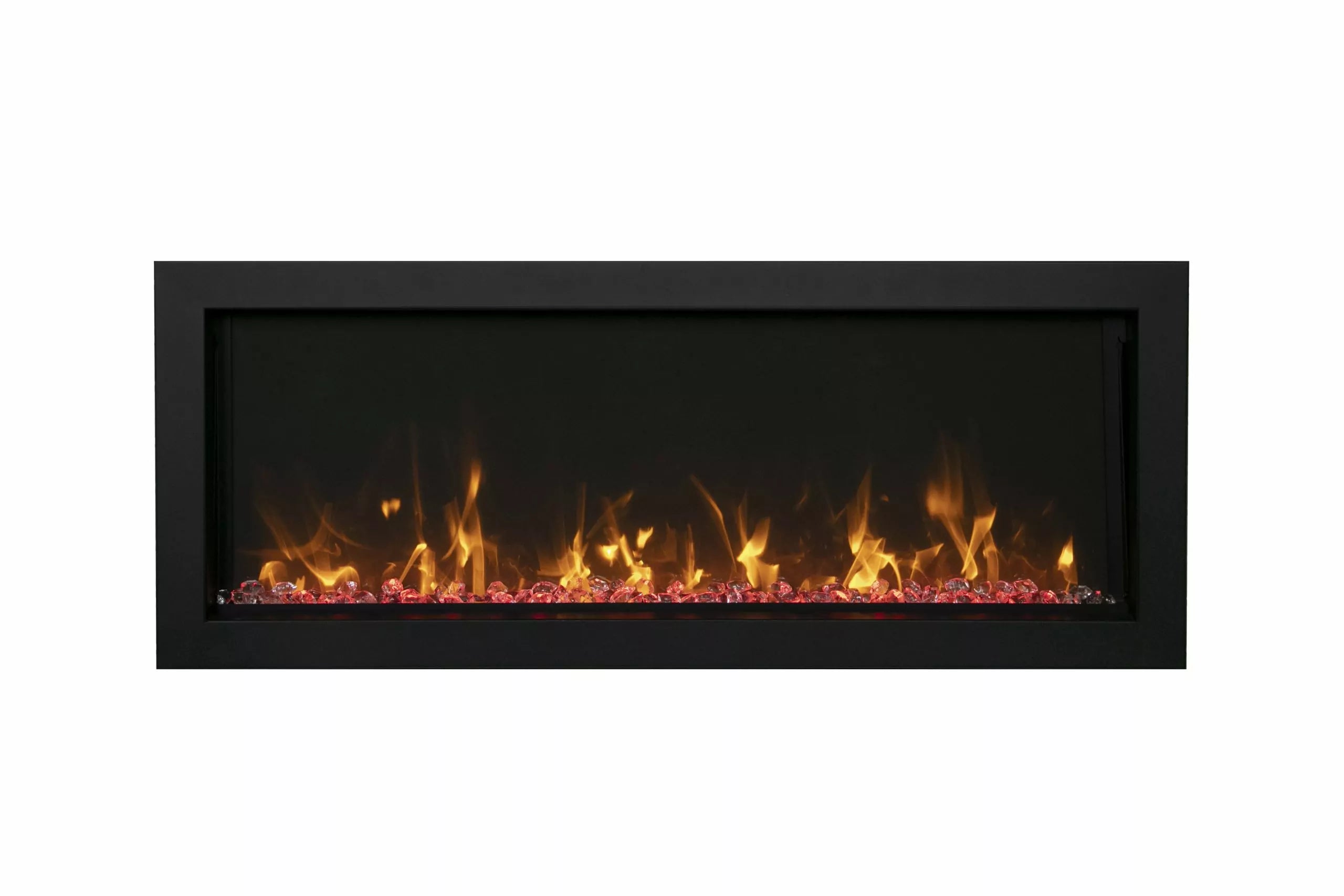 Amantii Panorama Xtraslim fireplace flame and media detail