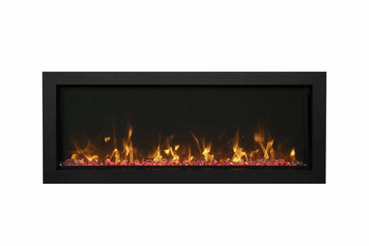 Amantii Panorama Xtraslim fireplace flame and media detail