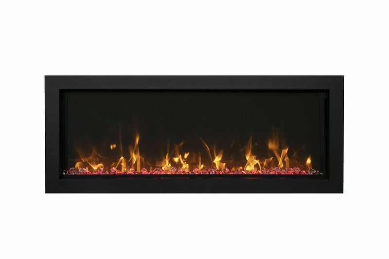 Amantii Panorama Xtraslim fireplace flame and media detail