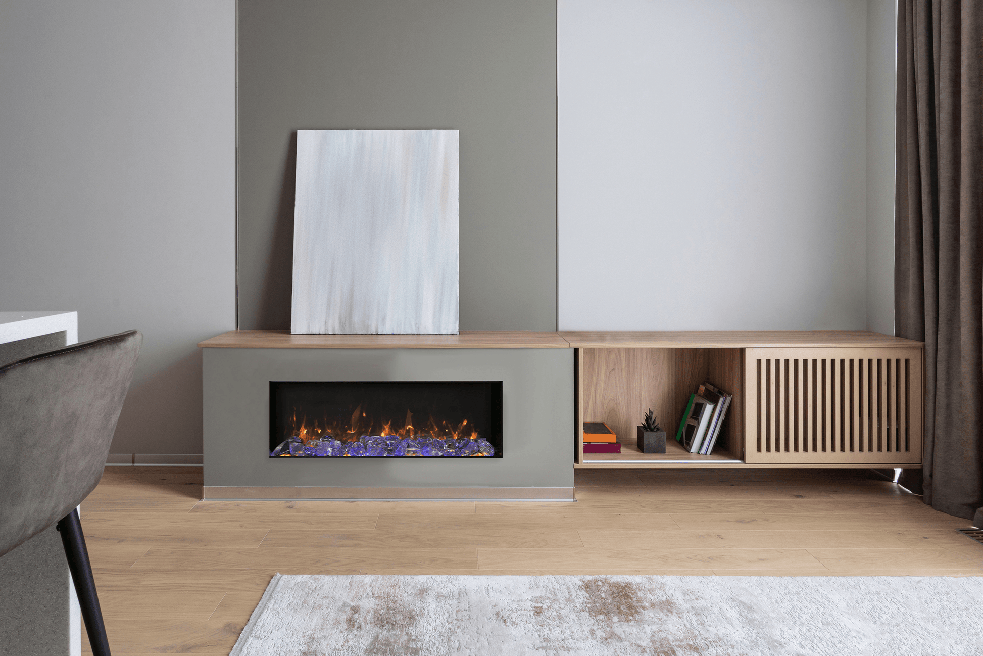 Amantii Panorama Slim electric fireplace with decorative media
