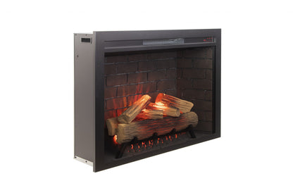 Amantii Fire & Ice Classic Edition electric fireplace close-up of flame and log detail