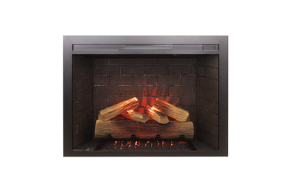 Amantii Fire & Ice Classic Edition electric fireplace insert with traditional mantel and glowing logs