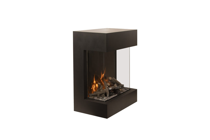 Amantii Cube Lumina three-sided fireplace viewed from an angle