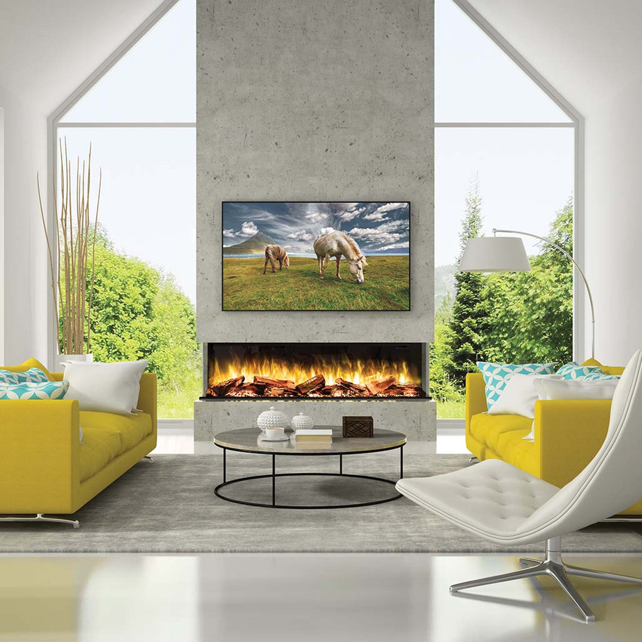 European Home 72" Linear Multi-Sided Electric Fireplace