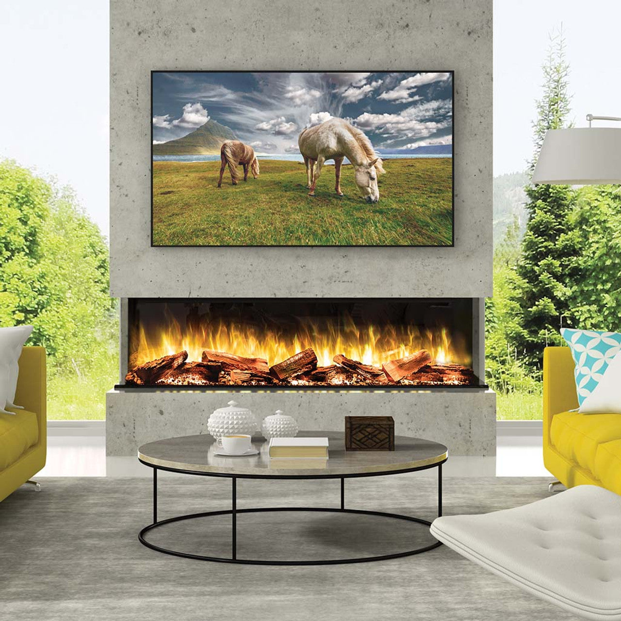 European Home 72" Linear Multi-Sided Electric Fireplace