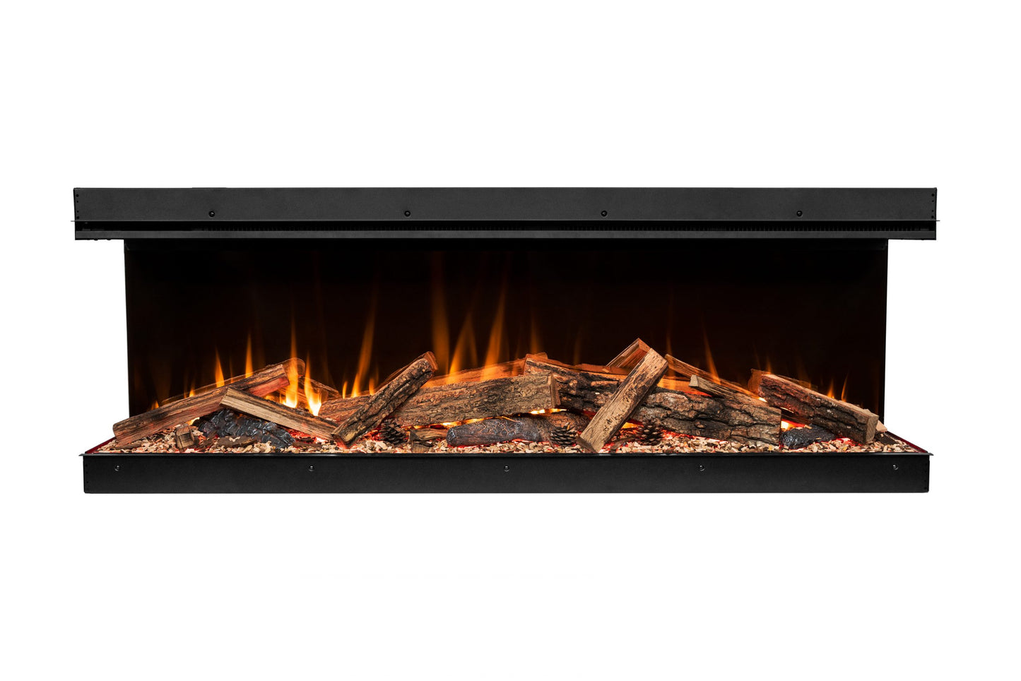 Amantii LumaForest fireplace with real wood log media set lit