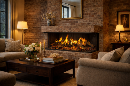 Amantii Signature MultiView Holo electric fireplace installed in a modern living room