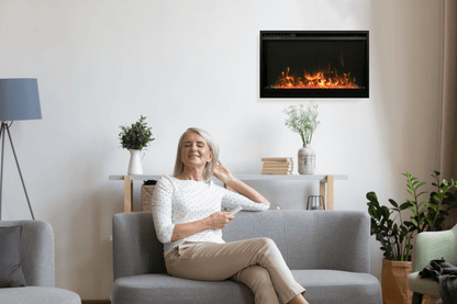 Amantii Traditional Xtraslim smart electric fireplace in a contemporary room