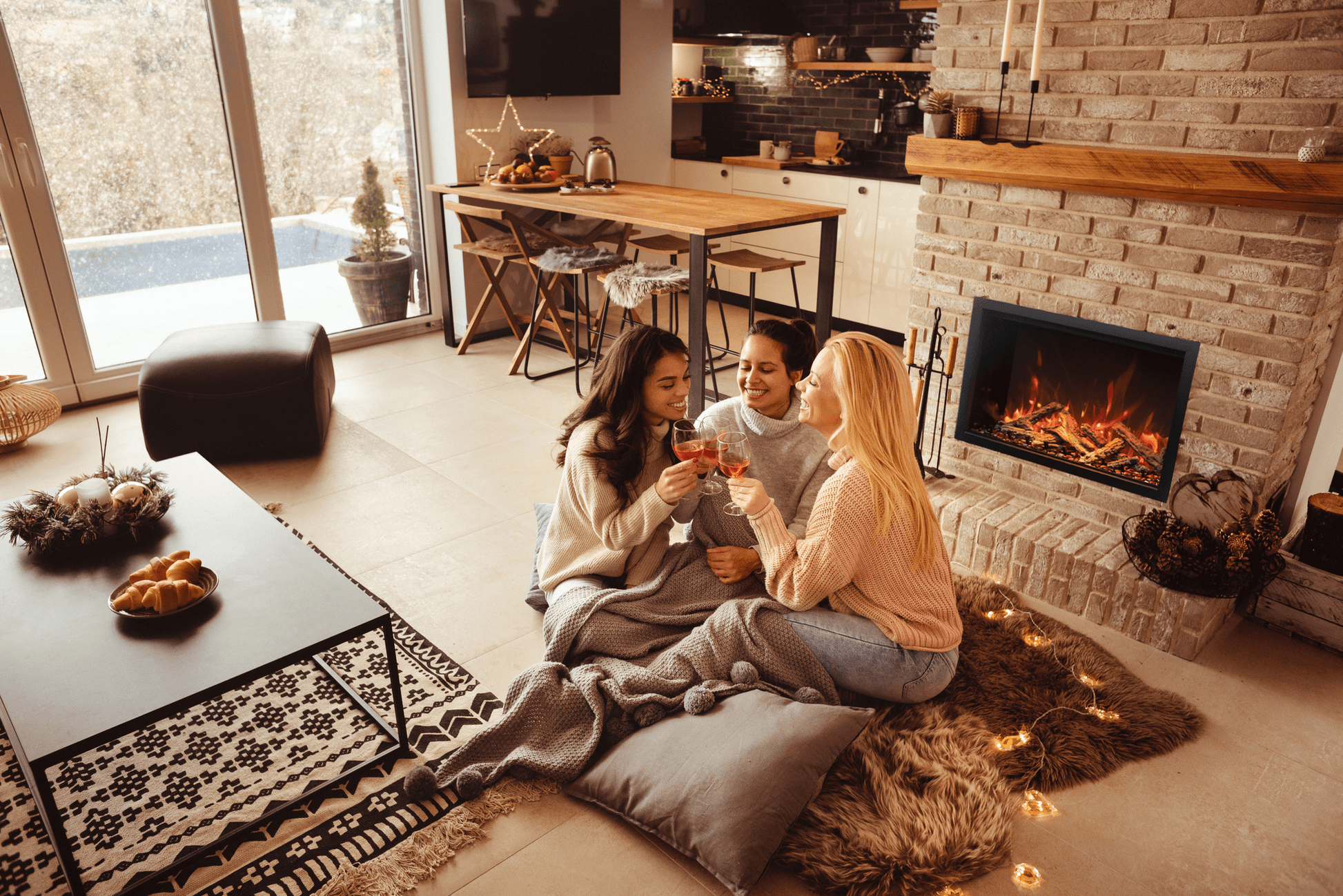 Amantii Traditional Bespoke fireplace with oak log set
