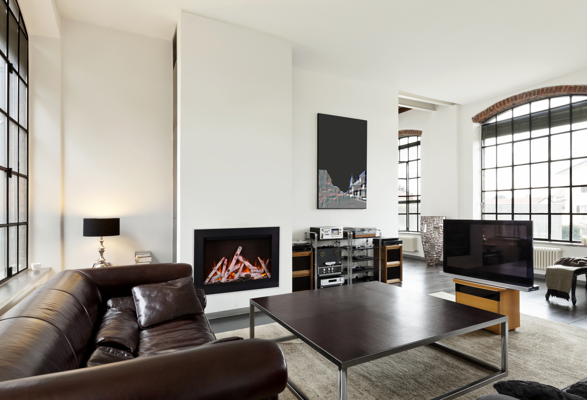 Amantii Traditional Bespoke electric fireplace with birch log set