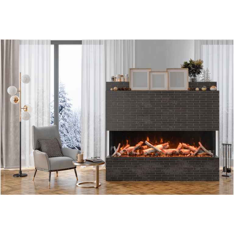 Amantii Tru View Bespoke electric fireplace with birch log set