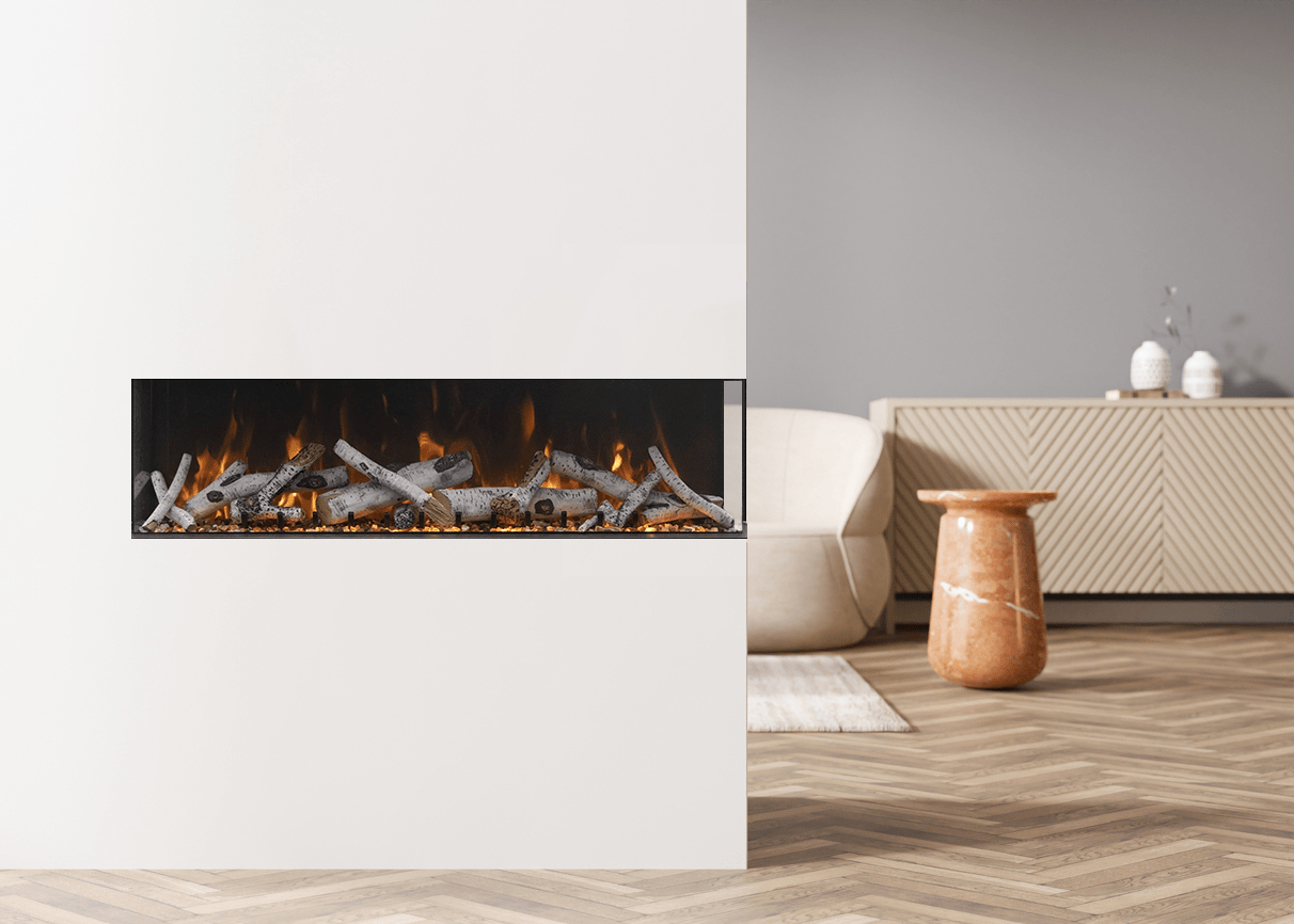 Amantii Tru View Deep fireplace with birch log set