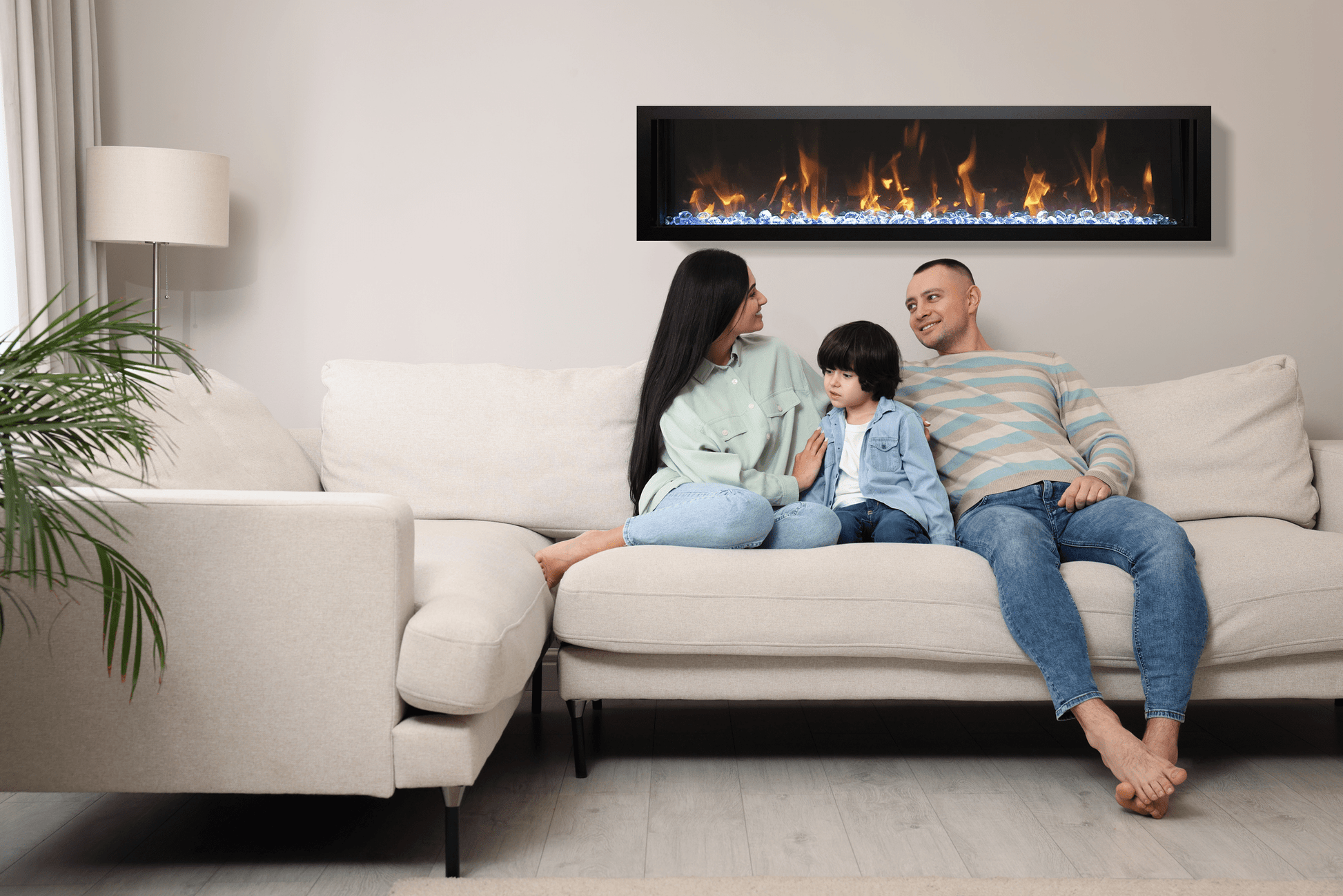 Amantii Panorama Slim built-in electric fireplace front view