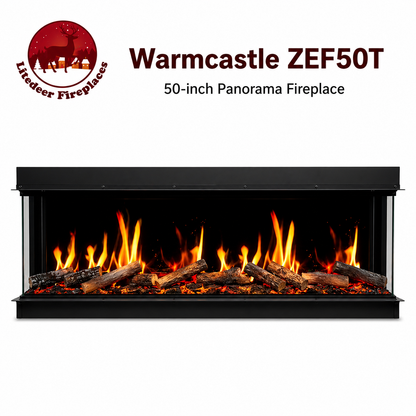 Litedeer WarmCastle electric fireplace installed as a multi-view feature