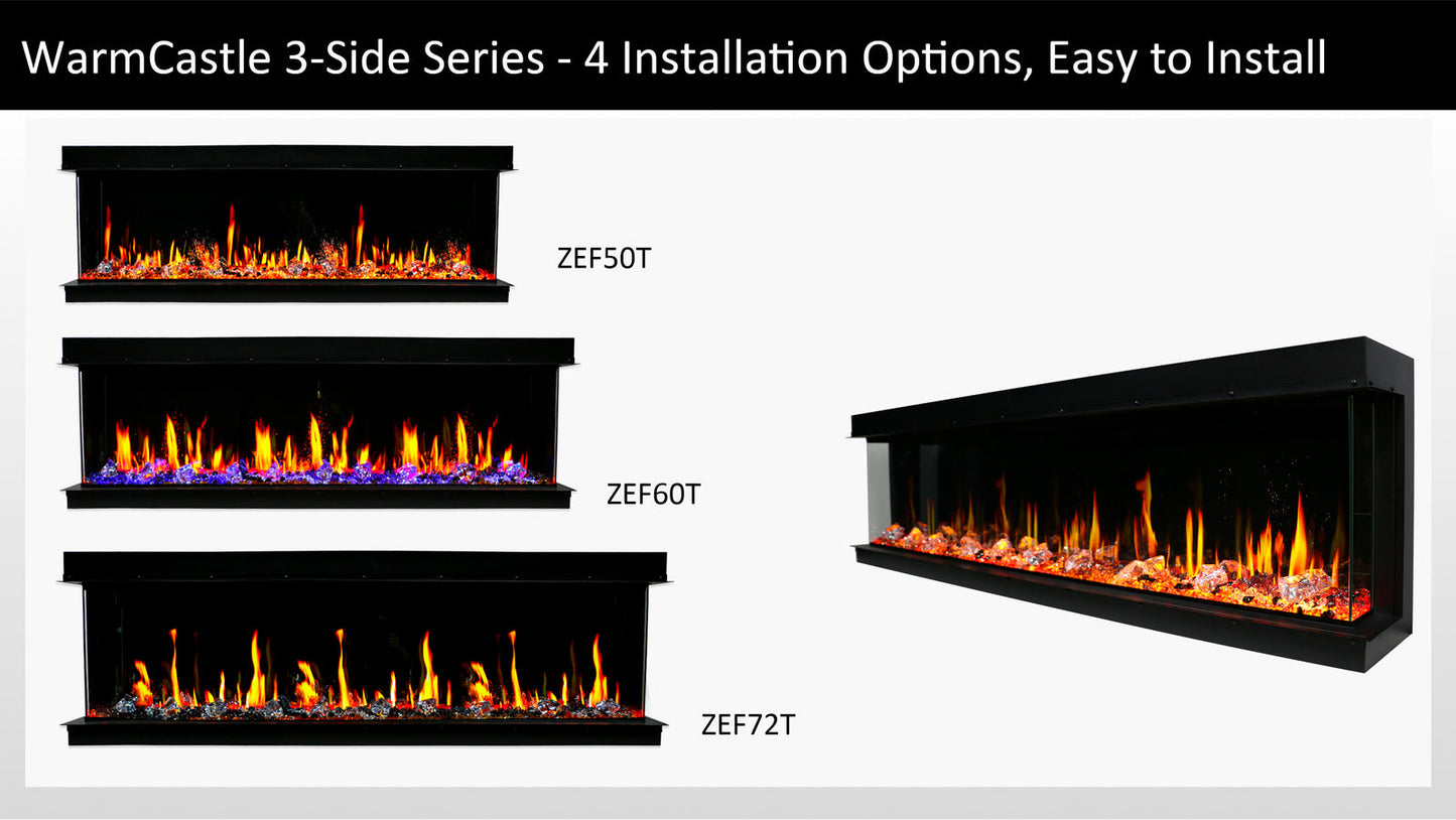 Litedeer WarmCastle 3-sided smart electric fireplace series