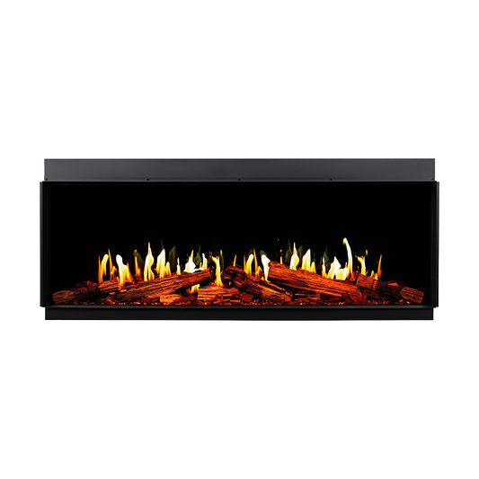 Modern Flames Orion V2 Multi 60-inch electric fireplace with yellow LCD flames and lit log set