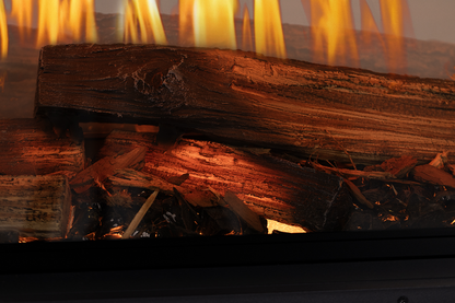 Nova Clear illuminated split-wood log set and ember bed