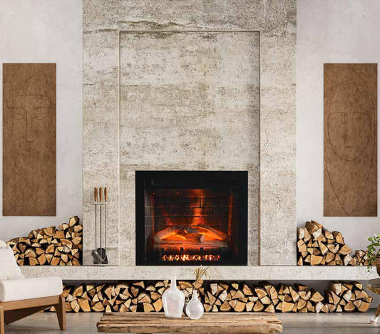 Remii Heritage Classic insert with glowing logs and brick-style interior
