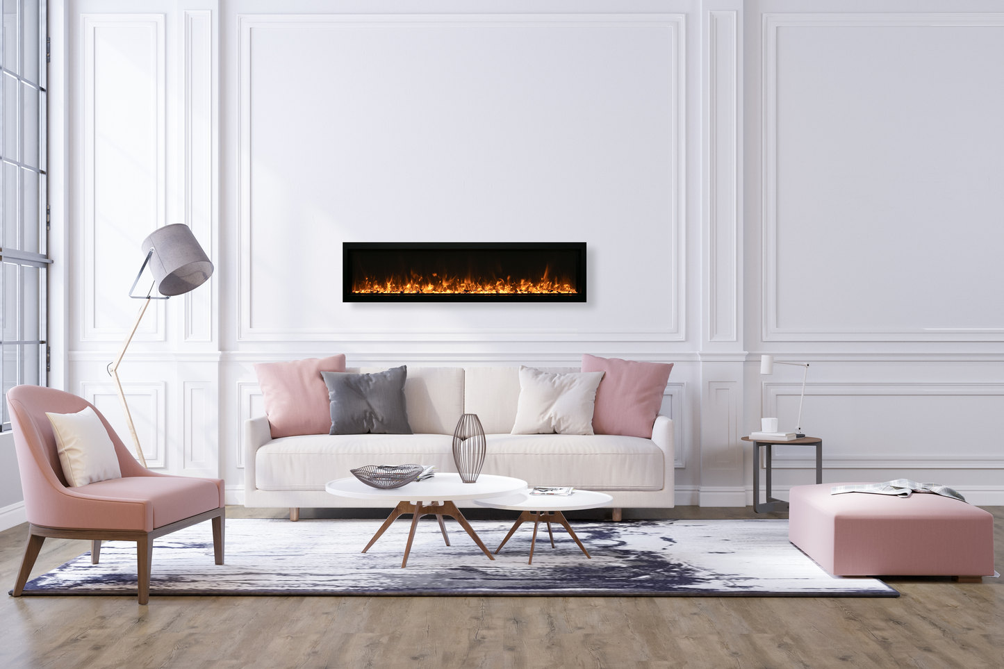 Amantii Symmetry Xtraslim fireplace with sable glass media