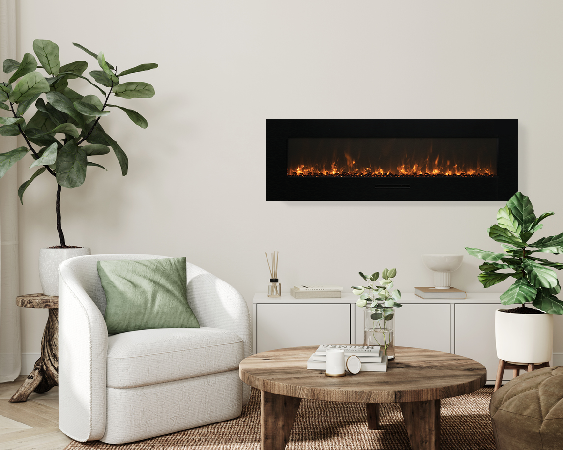Amantii wall mount or flush mount electric fireplace with decorative media