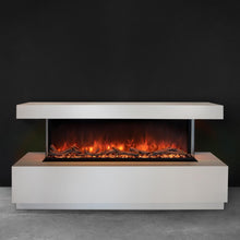 Load image into Gallery viewer, Electric fireplace installed in a floor cabinet | Modern Flames 96&quot; Landscape Pro Multi-Sided Built-In Electric Fireplace