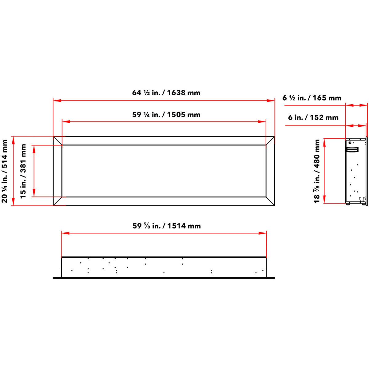 Dynasty Fireplaces Cascade 64" Smart Linear Electric Fireplace