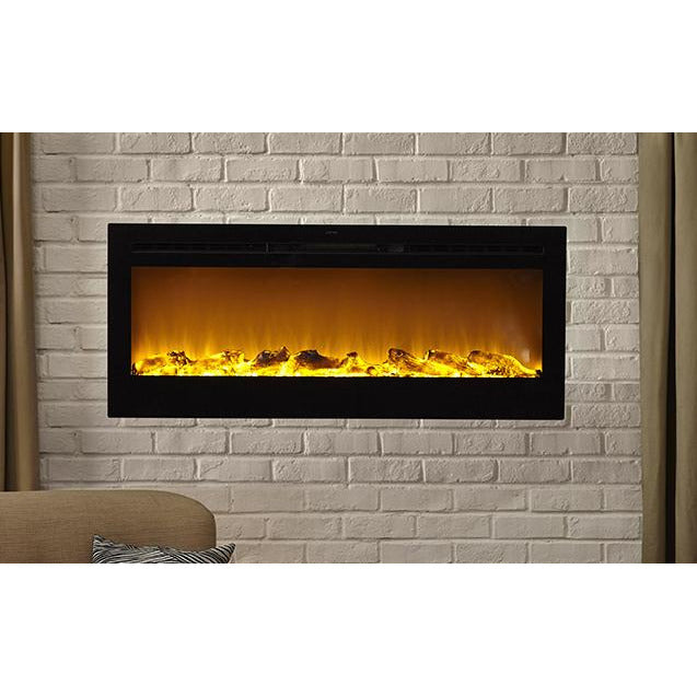 Touchstone Sideline 50" Recessed Mounted Black Frame Electric Fireplace | Very Good Fireplace